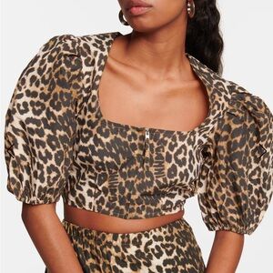 Ganni Leopard Print Crop Top